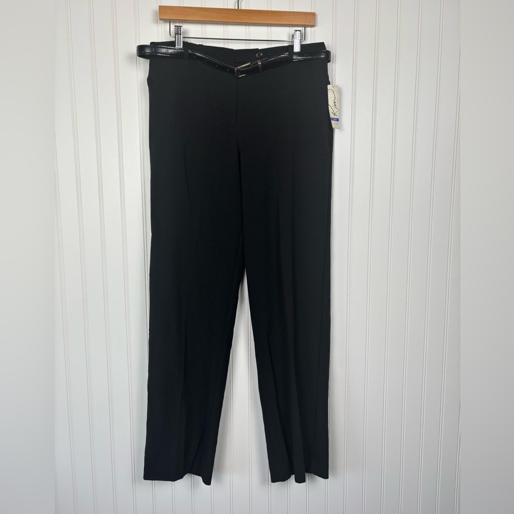 Kim Rogers Taylor Straight Leg Black Fly Front Pant Women’s 12 Average Belted
